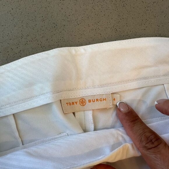 Tory Burch Women's White Slit Hem Cotton Blend Pants size 4 - Picture 7 of 14